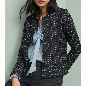Anthropologie Dolan Left Coast Collection Tweed Peplum Blazer Jacket S Academia